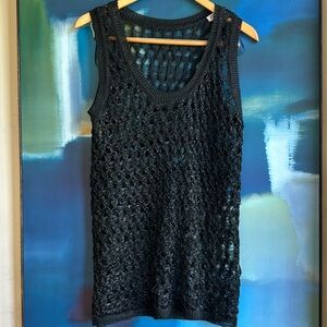 Zara crochet woven black tank